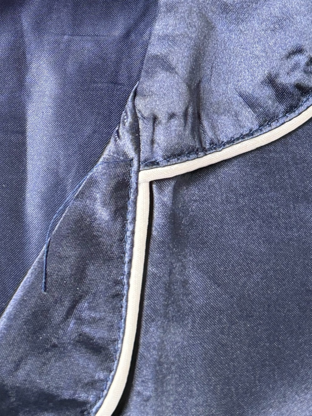 Navy Satin Pajama Set with Contrast Piping - Picture 7 of 8